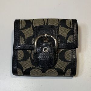Coach Black and Tan Signature Wallet